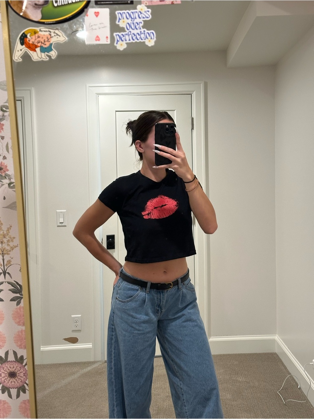 Princess Polly Black Crop Tee